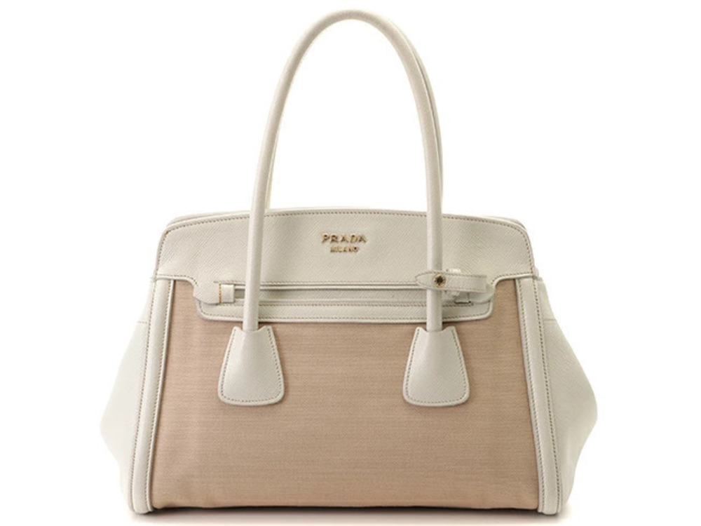 Prada shoulder bag Saffiano canvas white Beige Cream